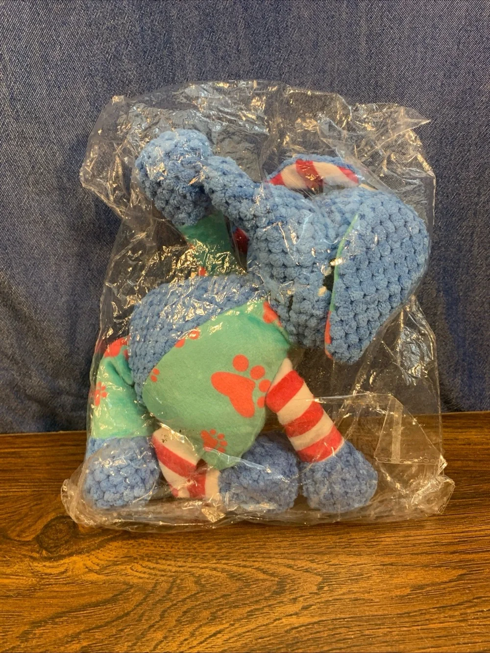 Squeaky Plush Stuffed Winking Elephant Dog Toy Blue/Green for Small/Med/Lg Dogs